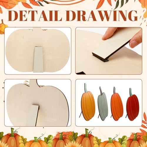 Yookeer 10 Pcs Fall Porch Decor Pumpkin Yard Signs Wooden, Classic Style - Image 3