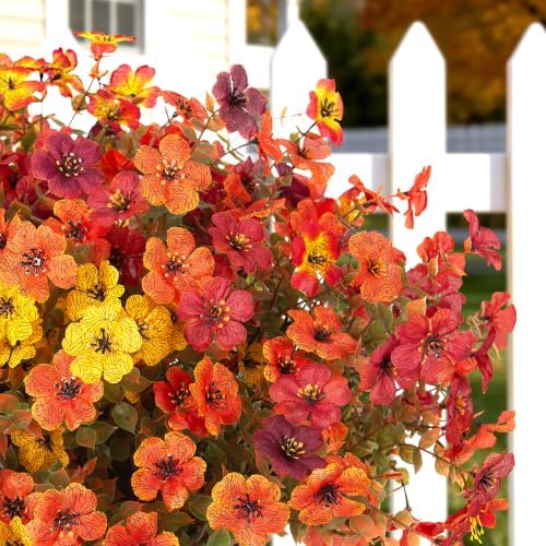 Ammyoo Artificial Fall Mums Flowers 12 Bundles Outdoor Fake Plants - Image 5