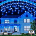 Christmas Lights Outdoor, 53 FT 486 LED Christmas Lights for Outside, Timer & Memory, Plug in 8 Modes Hanging Fairy Lights with 108 Drops for House Eaves Yard Patio Holidays Decorations, Blue by JIXXULVU