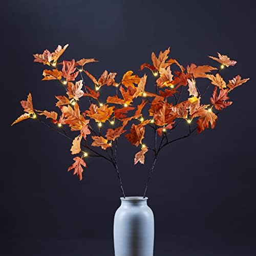 LIGHTSHARE 32IN 32LED Lighted Willow Twig Branch, Maple Leaf, Built-in Timer, USB Plug-in and Battery Powered, Décor for Home, Festival, Party, Christmas, Night Light - Image 3