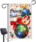 Fumete Lighted Christmas Garden Flag Solar Outdoor Decor, 12x18 Inch by Fumete