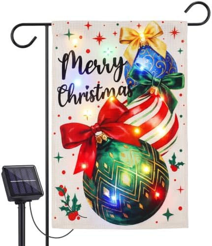 Fumete Lighted Christmas Garden Flag Solar Outdoor Decor, 12x18 Inch by Fumete