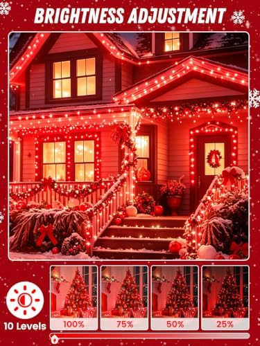 2 Pack 100 LED Fairy Lights Battery Operated with Remote Timer, 33 FT Red - Image 6