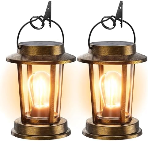 Solar Lanterns Outdoor Waterproof 2 Pack , Upgraded Solar Lights Outdoor, Bright Solar Powered Lanterns Decorative, Hanging Solar Lights for Outside Patio Garden Yard Path Porch Decor(Antique Copper) by TuyLuxeHome