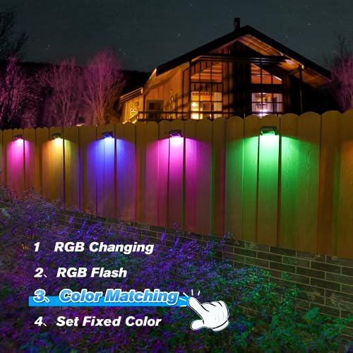 Aulanto Solar Led Deck Lights, Warm White & RGB Modes, Outdoor Waterproof for Backyard, Pool, Patio, Fence Post/Line (4Pack & 4Modes) - Image 5
