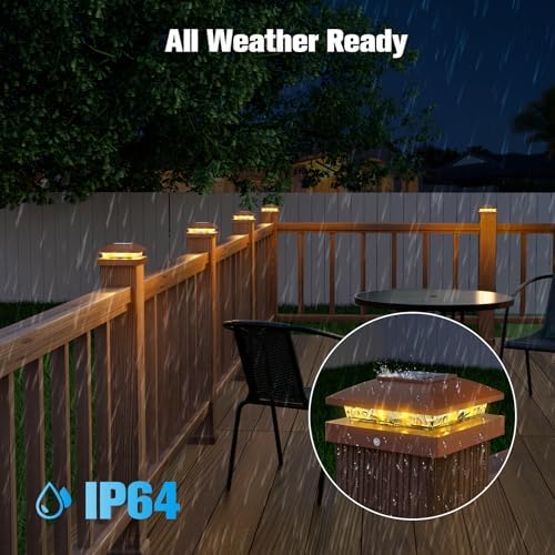 VOLISUN 4x4 Solar Post Cap Lights, 8 Pack Brown Waterproof Fence Lights - Image 5