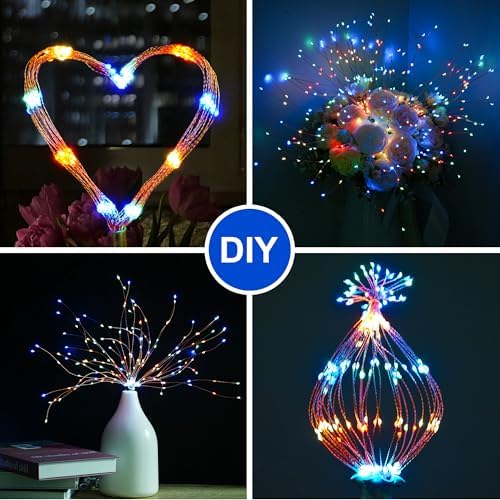 Solar Christmas Firework Lights Outdoor, 5 Pack 1000LED Solar Starburst Lights with Remote, 8 Modes Dimmable Waterproof Hanging Fairy Lights for Garden, Patio, Holiday Christmas Decor (Multicolor) - Image 6