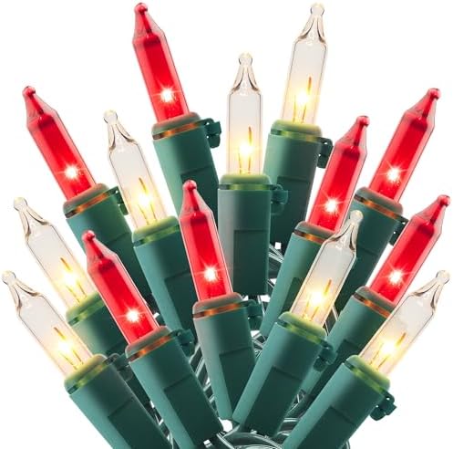 woohaha Red Warm White Christmas Lights, 2 Pack 50 Count 13FT Green Wire by Woohaha