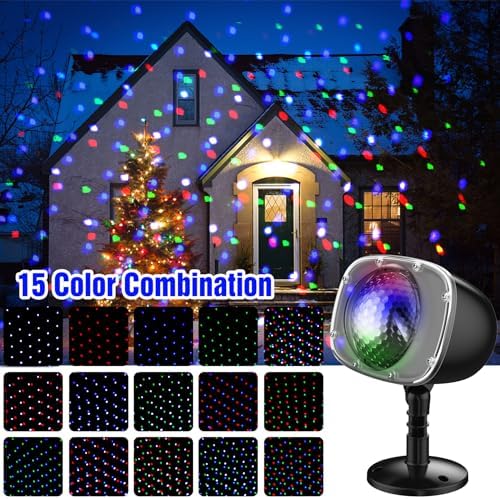 Christmas Halloween Projector Lights Outdoor,Indoor 15 Colors Snowfall Rotating Falling Snow Projector with Remote and Timer,Waterproof Landscape Lights for Home Yard Garden Window Christmas Decor - Image 2