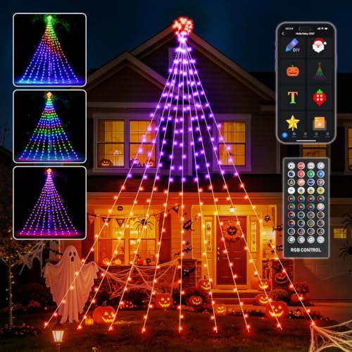 16.4FT Outdoor Smart RGB Christmas Waterfall String Lights with Star by FANCILLUMA