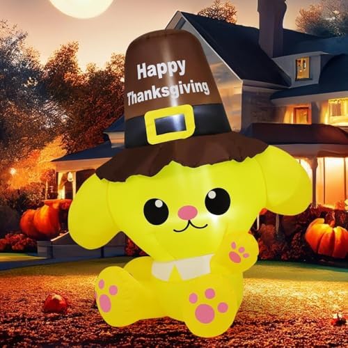 COMIN 5.2 FT Thanksgiving Inflatables Outdoor Dog Decorations, Fall Blow Up Inflatable with Built-in LEDs for Thanksgiving Indoor Yard Lawn Garden Decor - Image 4