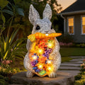 Guhope Solar Garden Statues, Outdoor Bunny Decor with Succulent and 6 LED Lights, Outside Yard Figurine Decor for Garden, Lawn, Balcony, Porch, Unique Gifts for Mom Grandma by GuhopeLighting