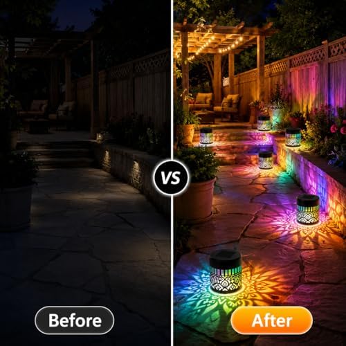 Solar Mandala Lights Outdoor wall 4 Pack Seven Color Projector - Image 4