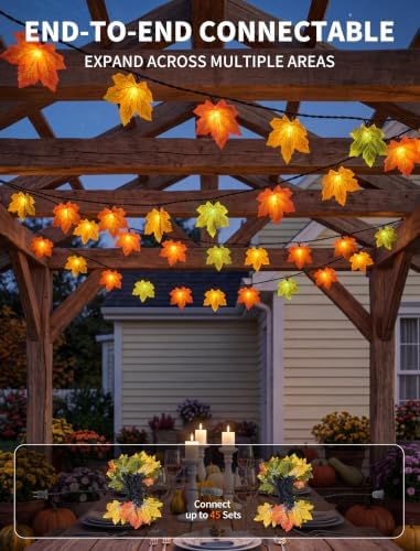 SUNSGNE 13.6FT Fall Lights, 35 LED Maple Leaf Thanksgiving String Lights - Image 4