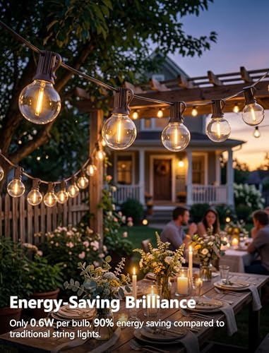 50FT Outdoor String Lights - Shatterproof G40 LED Bulbs, Waterproof Connectable Patio String Lights for Outside Backyard, Wedding & Bistro Party Decor, Warm White - Image 4