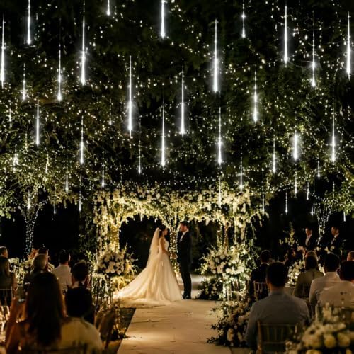 Aukora Christmas Lights Outdoor,UL Certified White Meteor Shower Lights - Image 2