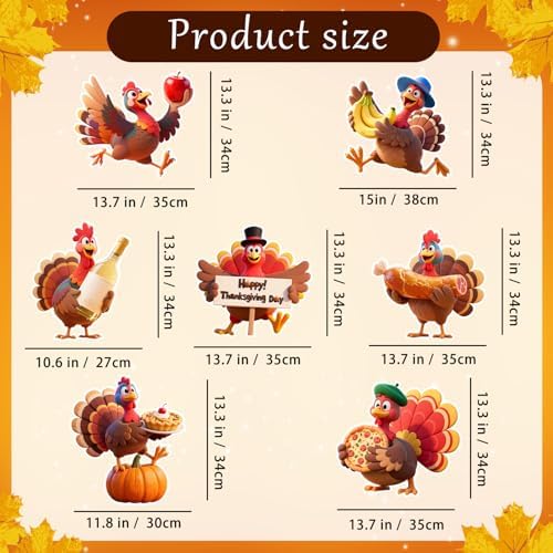 Thanksgiving Outdoor Yard Decorations, 7PCS Turkey Outdoor Yard Decor with Stakes, Fall Harvest Party Decorative Signs, Waterproof Lawn Yard Garden Sign for Thanksgiving Party Decoration - Image 2