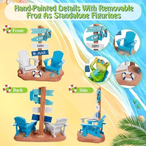 Wonderjune Beach House Decor Resin Sign Figurine for Mantle,Frog - Image 4