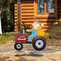 Glitzhome Fall Outdoor Decorations, 30"H Fall Scarecrow Tractor Yard Stake Decor, Happy Harvest Thanksgiving Outdoor Decorations,Metal Tractor Pumpkin Sign Decoration for Lawn Pathway Front Door Porch by Glitzhome