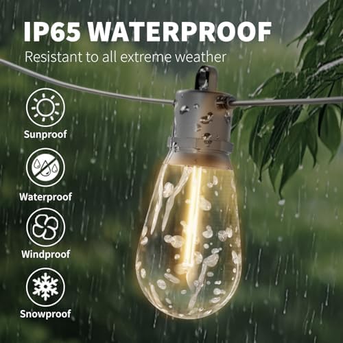100 FT Outdoor String Lights IP65 Waterproof Patio Lights with 30 + 3 Shatterproof LED Bulbs Commercial Grade LED String Lights Connectable Hanging Decorative Lights for Outdoor Terrace Yard - Image 2