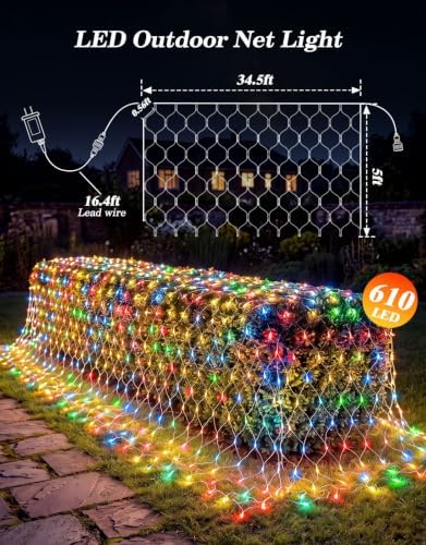 34.5x5FT Christmas Net Lights Outdoor Plug in with 8 Modes - Image 2