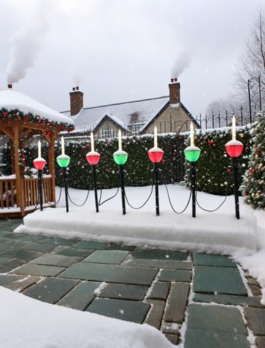 7 Pack Enchanting Christmas Pathway Lights, Whimsical Peppermint Candy Cane Bubbling Yard Stakes, Connectable Outdoor Walkway Lights for Holiday Yard, Sidewalk & Driveway Decor - Image 6