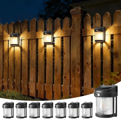 PEVOROS Solar Fence Lights Outdoor Waterproof, Fence Deck Lights 8 Pack by PEVOROS