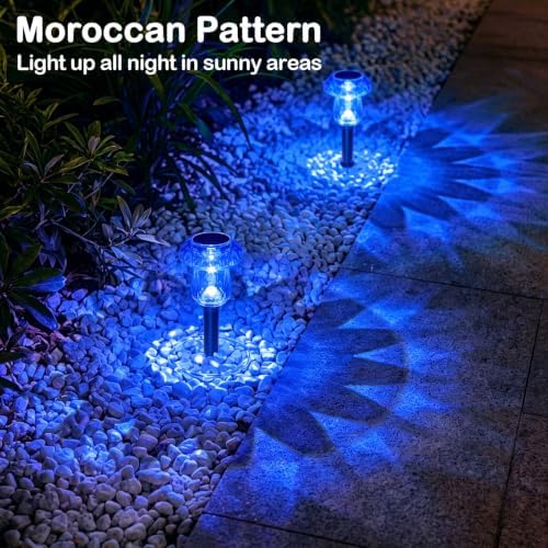 Solar Halloween Lights Outdoor 8 Pack Blue Garden Mushroom Decor - Image 6