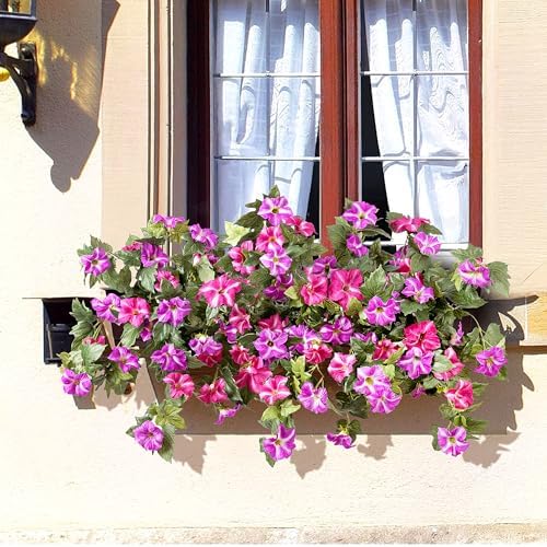 Ammyoo Artificial Hanging Flowers with Basket Fake Plants for Outdoor Decor - Image 5