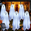 Solar Ghost Lights for Outdoor Halloween Decoration, Set of 6 Scary Spooky Pathway Lights for Trick or Treat Outside Garden Grave Lawn Porch Yard Halloween Party Decor, Cool White by Unknown