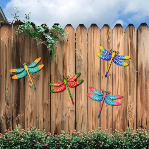 4 Pcs Large Metal Dragonfly Outdoor Wall Hanging Decor - Image 5