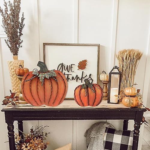 Pumpkin Decoration for Home Free Standing Metal Flat Pumpkins - Image 3