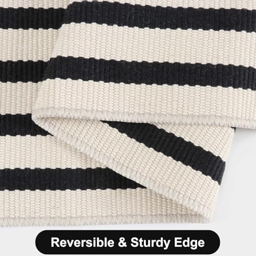 Fall Front Door Mat 24"x35", Cotton Washable Striped Outdoor Rug - Image 5