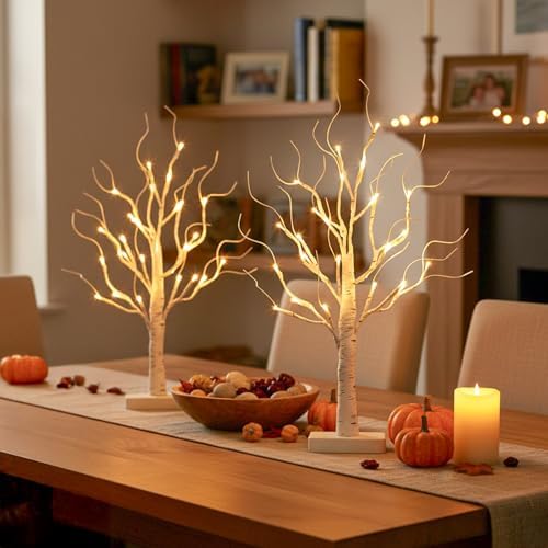 EAMBRITE Lighted Birch Tree with Led Lights, White Christmas Tree 2Pack - Image 6