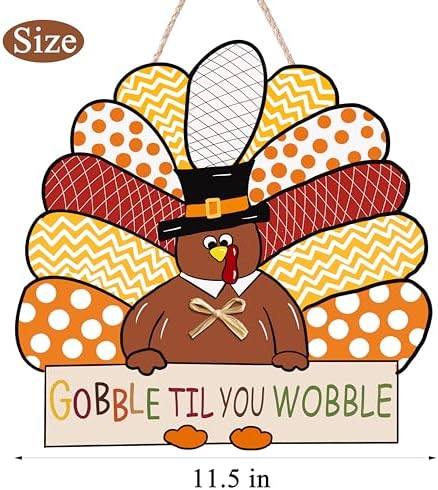 CYNOSA Thanksgiving Wreath for Front Door Turkey Door Hanger Gobble Sign Thanksgiving Turkey Outside Door Decorations - Image 4