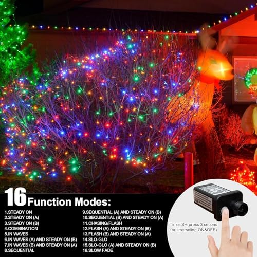 LAMPHOME 100 LED Easter String Lights, 33 FT Colorful Connectable Waterproof String Lights Clear Wire with 16Modes, Easter Decorations for Indoor Outdoor Party Yard Garden (Multicolor) - Image 7