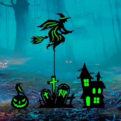 BRIGHTDECK 3 Pcs Halloween Witch Yard Signs Metal Stakes Outdoor Decoration by BRIGHTDECK
