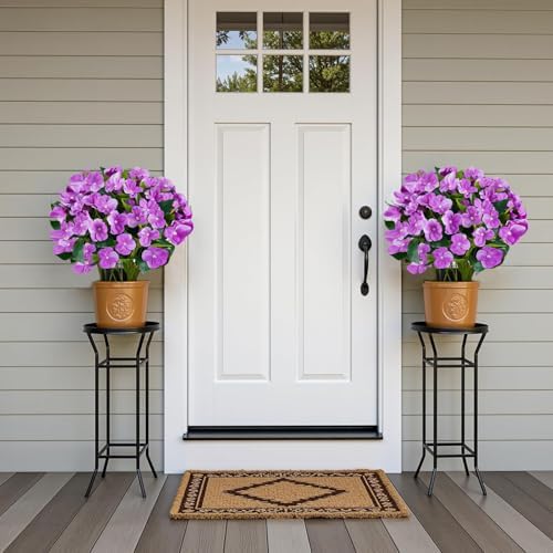 Artificial Impatiens Flowers in Pot for Outdoor 14 Inch Fake Plants - Image 3