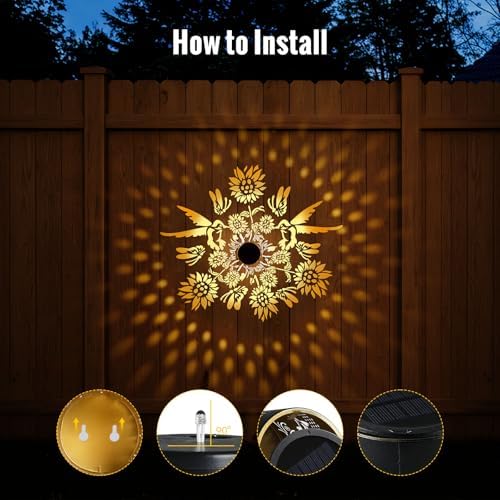 Solar Mandala Fence Lights Outdoor Decoration 4 Pack, Solar Wall Lights - Image 4
