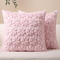 Softalker Spring Summer Throw Pillow Covers 18 x 18 Inch Set of 2, Farmhouse Decorative Floral Daisy Soft Faux Fur Cushion Covers, 3D Pillow Cases for Couch Bedroom Living Sofa Room Home Decor, Pink by Softalker
