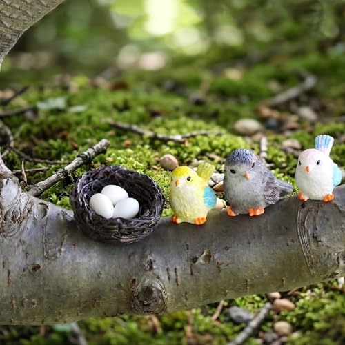 Fairy Garden Accessories, 7 Pieces Birds Resin Figures with Bird's Nest Mushroom, Handmade Miniature Decor, Garden Miniatures Home Outdoor Decors, Perfect DIY Gift - Image 6