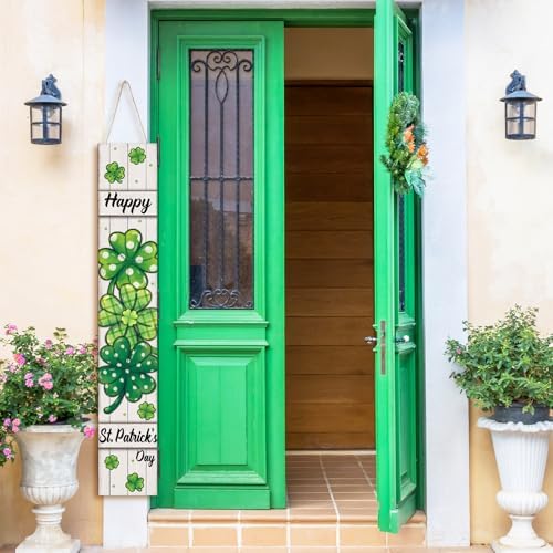 Threehoney 47" Large St. Patrick's Day Porch Sign Irish Welcome Sign Shamrock Wooden Tall Porch Decor Rustic Farmhouse Front Door Decor for Irish Holiday Outdoor Home Yard Entryway Gift - Image 2