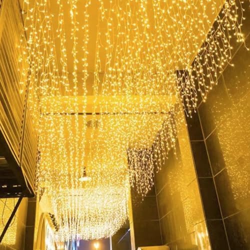 ZIMINGU Icicle Christmas Lights, 16.4 FT 120 LEDs 8 Modes, Hanging Twinkle Connectable Memory Fairy Curtain String Lights for Indoor Eaves Shopping Outdoor Decor, Warm White, 5M06 - Image 6