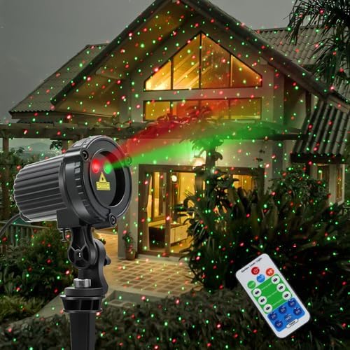 HERHOTER Christmas Laser Lights Outdoor,Red and Green Moving Outdoor Laser Light, Waterproof Garden House Decoration Laser Christmas Lights - Image 2