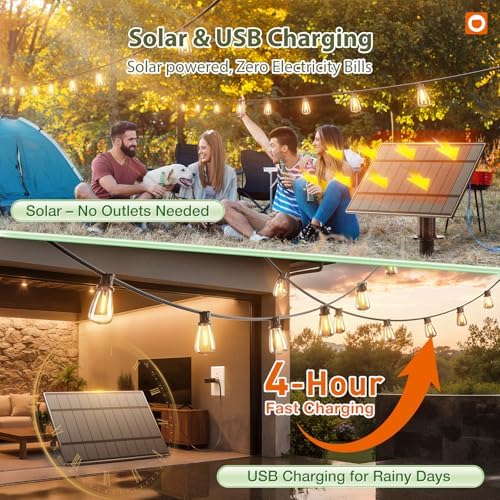 addlon 102(96+6) FT Solar String Lights Waterproof, 48+4 LED Shatterproof - Image 2