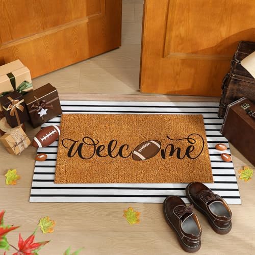 Duraaamo 2 Pcs Football Coir Door Mat, Football Area Rug, Non Slip - Image 2