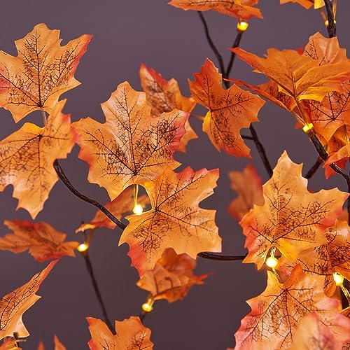 LIGHTSHARE 6FT 120LED Artificial Lighted Maple Tree Warm White Fall Decorations Indoor Ourdoor, Orange - Image 6