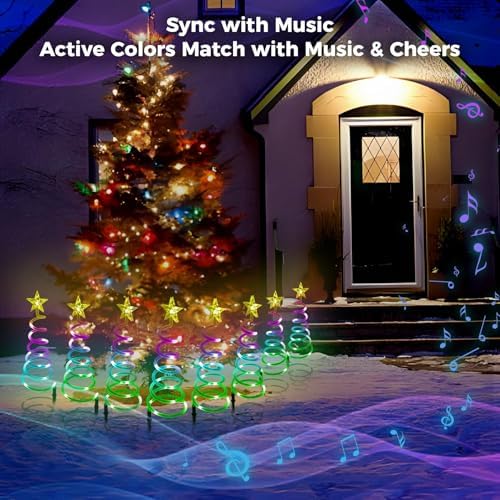 8 Pack Christmas Pathway Lights Outdoor, Spiral Christmas Tree Path Lights, Christmas Yard Decorations Outdoor - Image 6