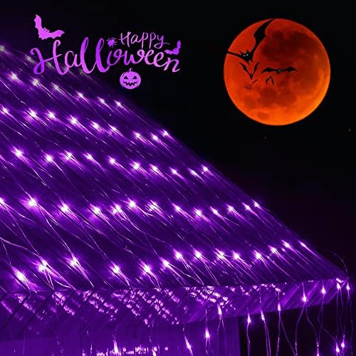 woohaha Purple 192LED 9.8ftx6.6ft Halloween String Net Lights for Bushes - Image 4