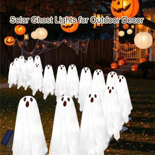 Solar Halloween Ghost Pathway Lights - 6Pack Waterproof Ghost Lights with 8 Modes for Outdoor Yard Porch Garden Lawn Halloween Pathway Decor, White - Image 3